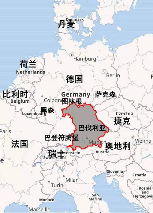 德国巴伐利亚地图